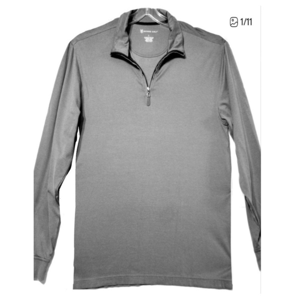 Oxford Golf Polo Grey Pullover Tennis Shirt Large Quarter-Zip